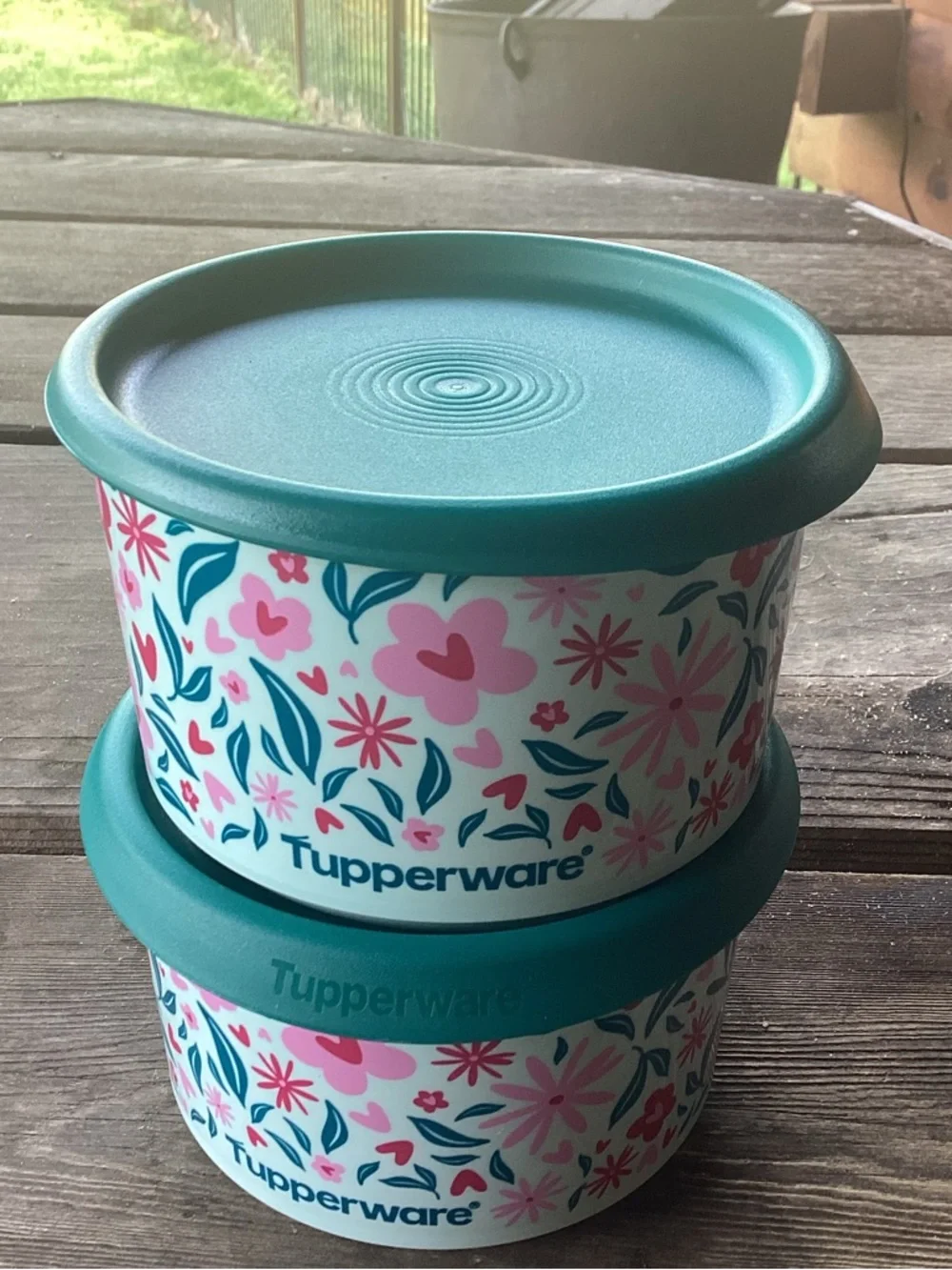 Tupperware One Touch Floral Canister Set of 2, each is 2.25 cups
